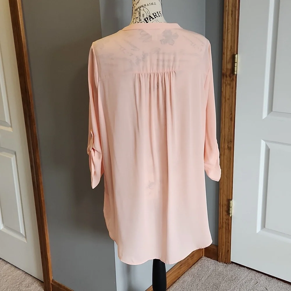 Decree Sheer Peach Blouse, XL - Picture 4 of 10